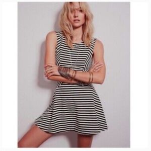 Free People Black and White Striped Mini Dress